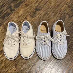 Janie and Jack white and striped tennis shoes